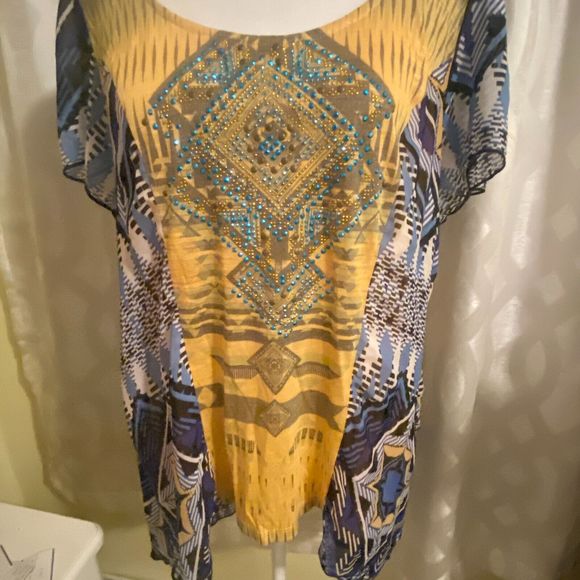 Rhinestone Western Boho Top Size XL - Picture 4 of 10